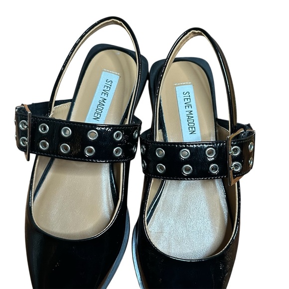 Steve Madden Black Womens Karson Slingback Flat‎ with Buckle - Picture 6 of 8